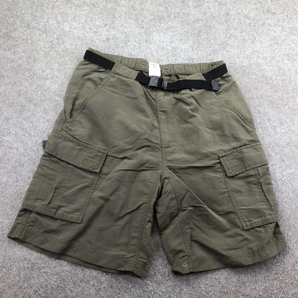 The North Face Shorts Mens Medium Green Cargo Belted 11 Inseam Outdoor Hiking